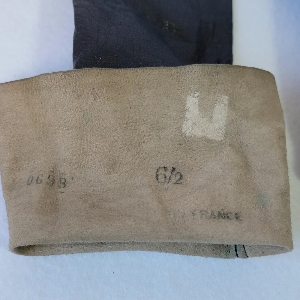 Vtg Ladies Long Opera Kislav Kid Leather Black Gloves Sz 6 1/2